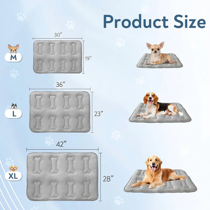 2-Pack Thicker Dog Cooling Mats for Dogs or Cats, Cute Bone Quiled Durable Non-Slip Long-Lasting Instant Cool Summer Pet Cooling Pad, No Geal No Electric Portable Lightweight Washable Indoor Outdoor Cold Kennel Crate Bed for Large Dogs, Grey #Summervibes