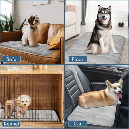 2-Pack Thicker Dog Cooling Mats for Dogs or Cats, Cute Bone Quiled Durable Non-Slip Long-Lasting Instant Cool Summer Pet Cooling Pad, No Geal No Electric Portable Lightweight Washable Indoor Outdoor Cold Kennel Crate Bed for Large Dogs, Grey #Summervibes
