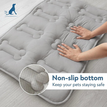 2-Pack Thicker Dog Cooling Mats for Dogs or Cats, Cute Bone Quiled Durable Non-Slip Long-Lasting Instant Cool Summer Pet Cooling Pad, No Geal No Electric Portable Lightweight Washable Indoor Outdoor Cold Kennel Crate Bed for Large Dogs, Grey #Summervibes